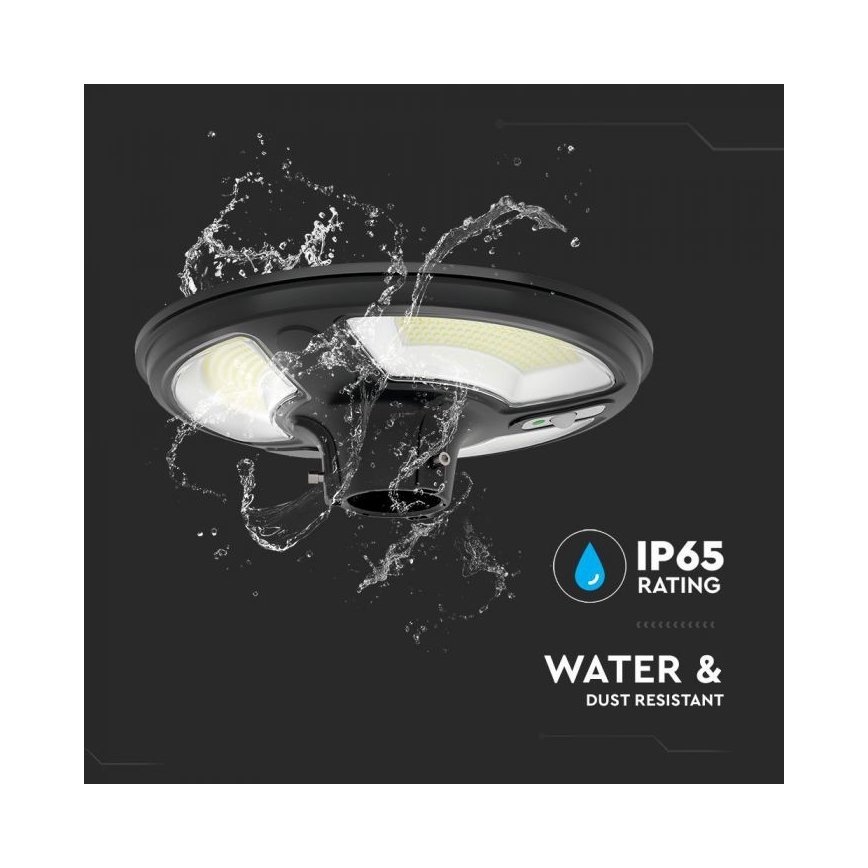LED Solcellsgatulampa med sensor LED/10W/3,2V IP65 4000K + fjärrkontroll