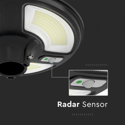 LED Solcellsgatulampa med sensor LED/10W/3,2V IP65 4000K + fjärrkontroll