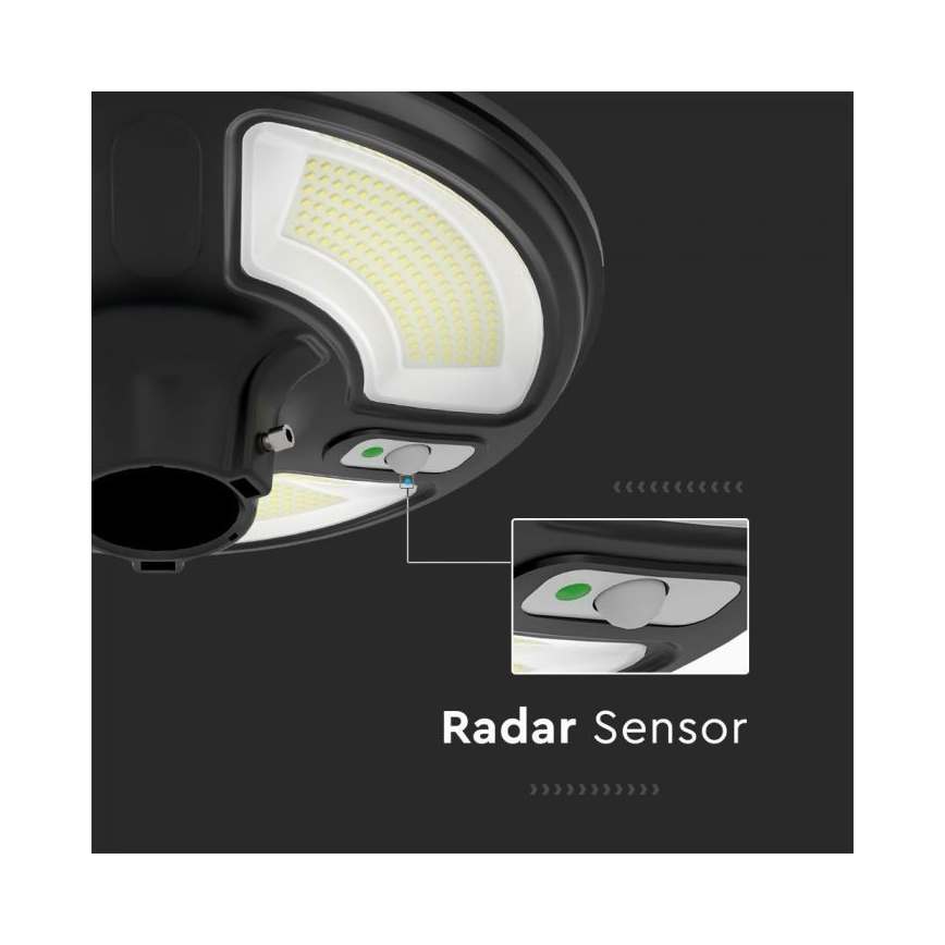 LED Solcellsgatulampa med sensor LED/10W/3,2V IP65 4000K + fjärrkontroll