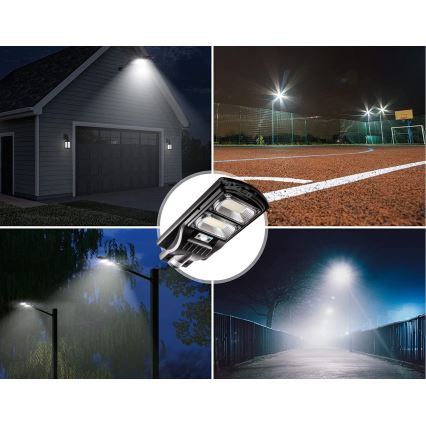 LED Dimbar gatubelysning med sensor LED/120W/6V 6500K IP65 svart + fjärrkontroll