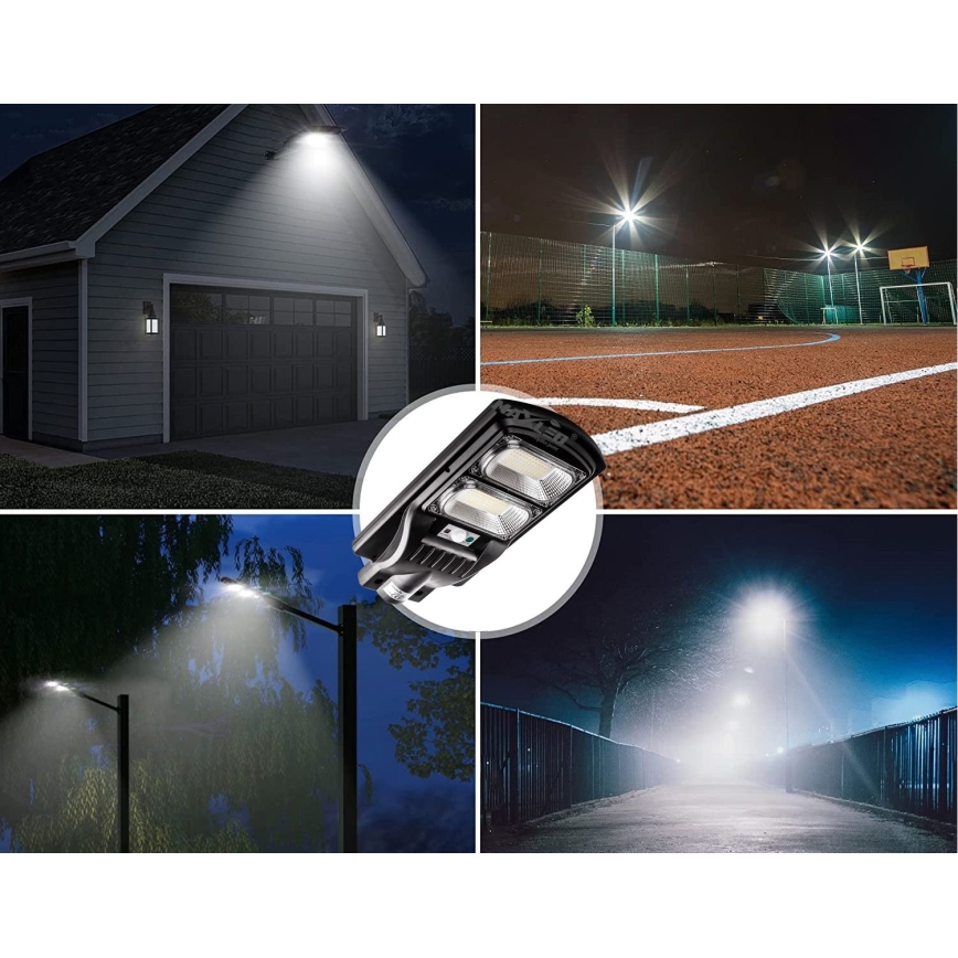 LED Dimbar gatubelysning med sensor LED/120W/6V 6500K IP65 svart + fjärrkontroll