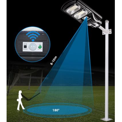 LED Dimbar gatubelysning med sensor LED/120W/6V 6500K IP65 svart + fjärrkontroll