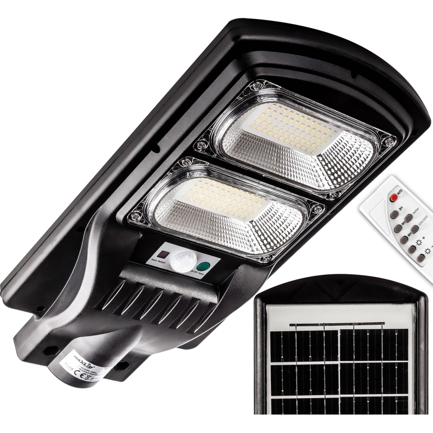 LED Dimbar gatubelysning med sensor LED/120W/6V 6500K IP65 svart + fjärrkontroll
