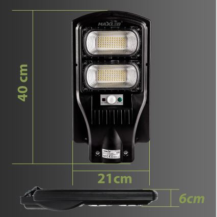LED Dimbar gatubelysning med sensor LED/120W/6V 6500K IP65 svart + fjärrkontroll
