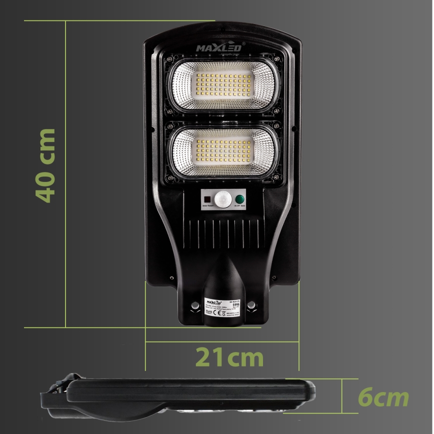 LED Dimbar gatubelysning med sensor LED/120W/6V 6500K IP65 svart + fjärrkontroll
