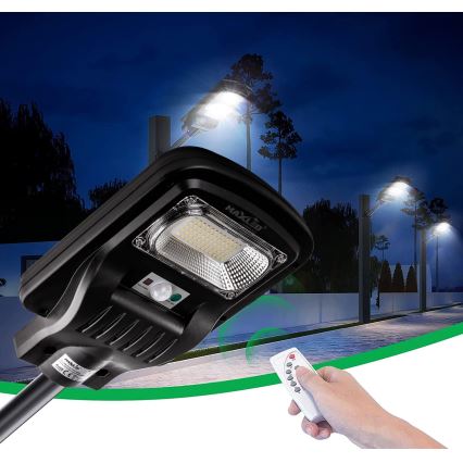 LED Dimbar gatubelysning med sensor LED/150W/6V 6500K IP65 svart + fjärrkontroll