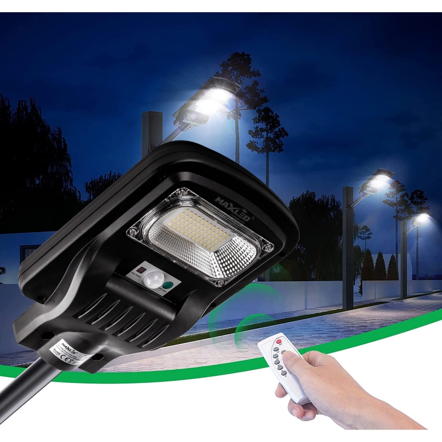 LED Dimbar gatubelysning med sensor LED/150W/6V 6500K IP65 svart + fjärrkontroll