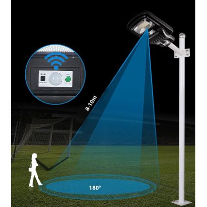 LED Dimbar gatubelysning med sensor LED/150W/6V 6500K IP65 svart + fjärrkontroll