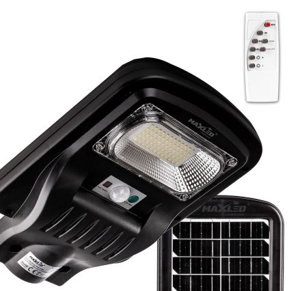 LED Dimbar gatubelysning med sensor LED/150W/6V 6500K IP65 svart + fjärrkontroll