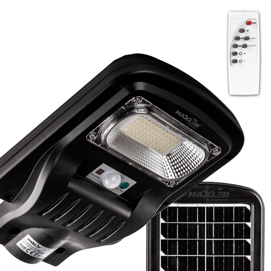 LED Dimbar gatubelysning med sensor LED/150W/6V 6500K IP65 svart + fjärrkontroll