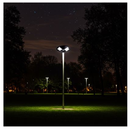 LED Dimbar gatubelysning med sensor LED/15W/6V 11000 mAh 6500K IP65 svart + fjärrkontroll