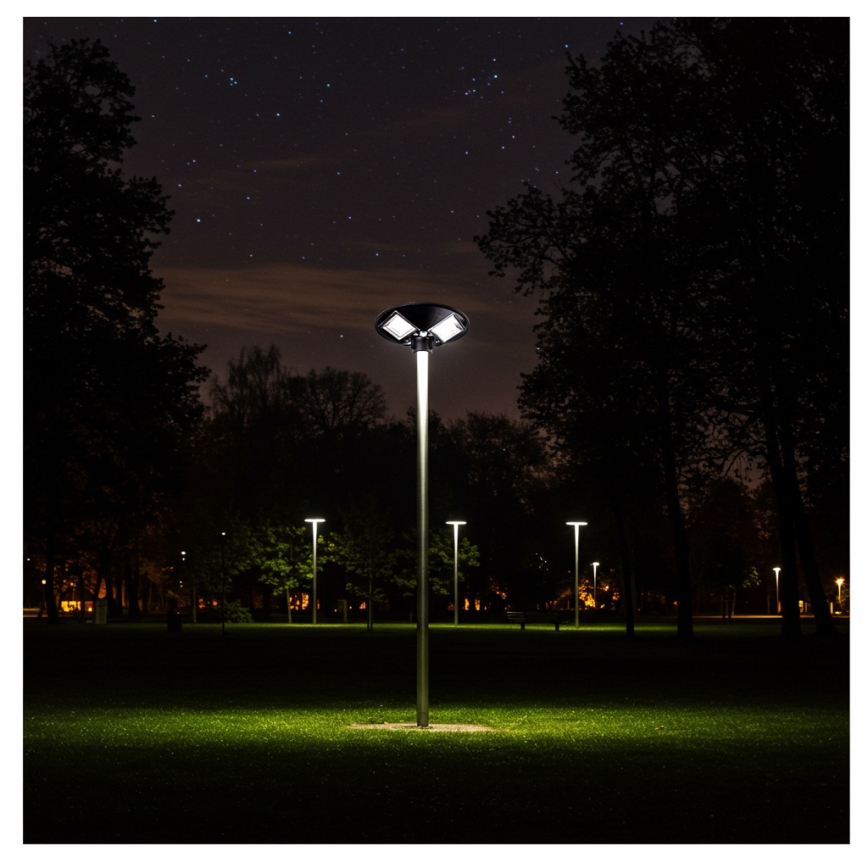 LED Dimbar gatubelysning med sensor LED/15W/6V 11000 mAh 6500K IP65 svart + fjärrkontroll