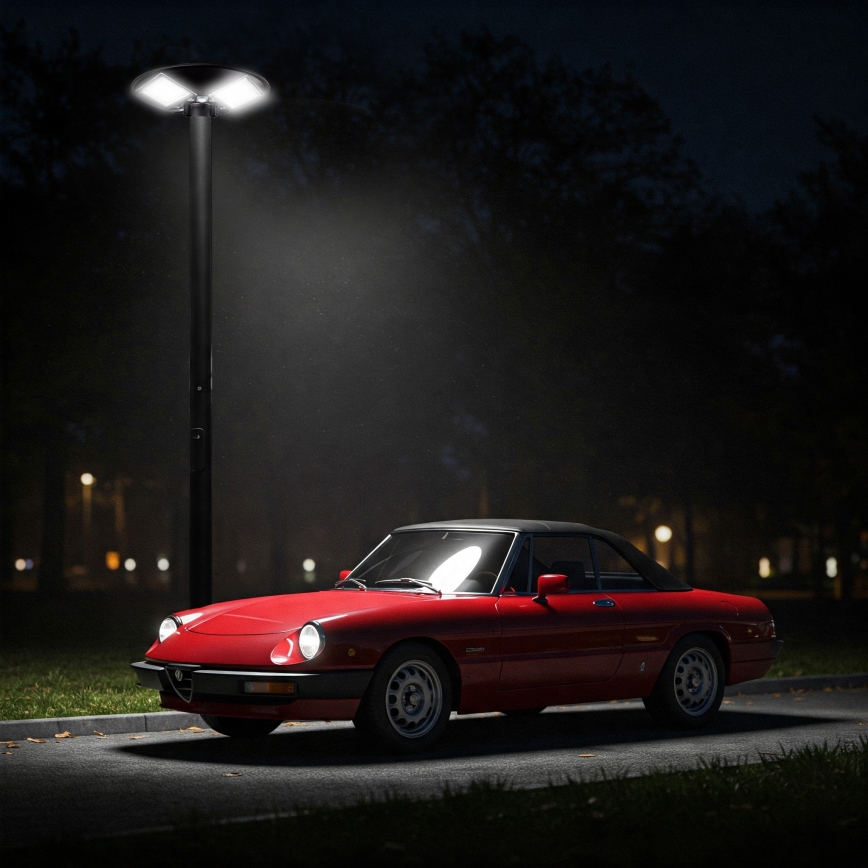 LED Dimbar gatubelysning med sensor LED/15W/6V 11000 mAh 6500K IP65 svart + fjärrkontroll