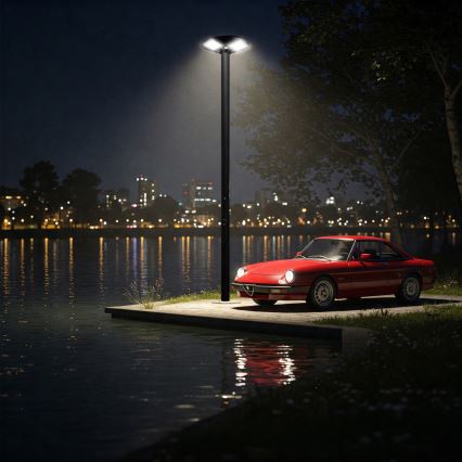 LED Dimbar gatubelysning med sensor LED/15W/6V 11000 mAh 6500K IP65 svart + fjärrkontroll