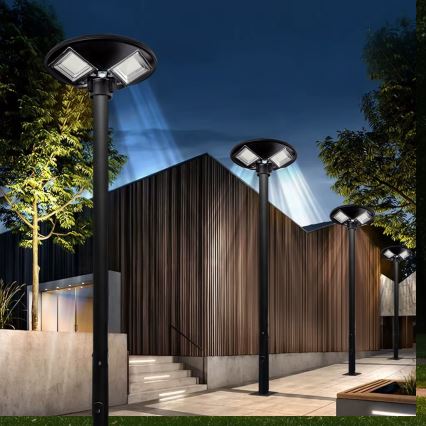LED Dimbar gatubelysning med sensor LED/15W/6V 11000 mAh 6500K IP65 svart + fjärrkontroll
