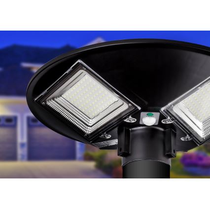 LED Dimbar gatubelysning med sensor LED/15W/6V 11000 mAh 6500K IP65 svart + fjärrkontroll