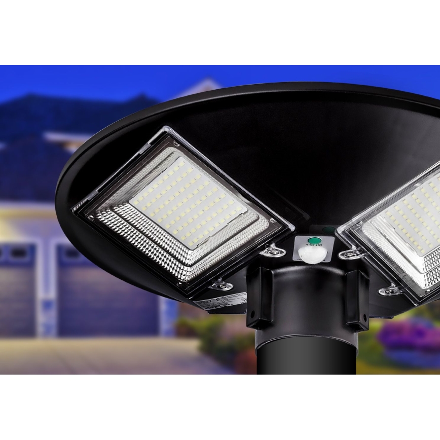 LED Dimbar gatubelysning med sensor LED/15W/6V 11000 mAh 6500K IP65 svart + fjärrkontroll
