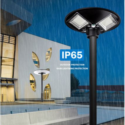 LED Dimbar gatubelysning med sensor LED/15W/6V 11000 mAh 6500K IP65 svart + fjärrkontroll