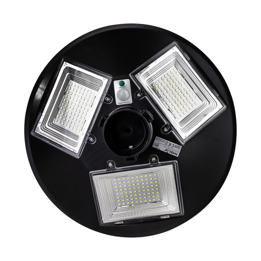 LED Dimbar gatubelysning med sensor LED/15W/6V 11000 mAh 6500K IP65 svart + fjärrkontroll