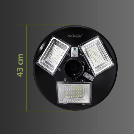 LED Dimbar gatubelysning med sensor LED/15W/6V 11000 mAh 6500K IP65 svart + fjärrkontroll