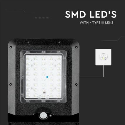 LED Solcellsgatulampa med sensor LED/15W/7,4V 4000K IP65 10800 mAh