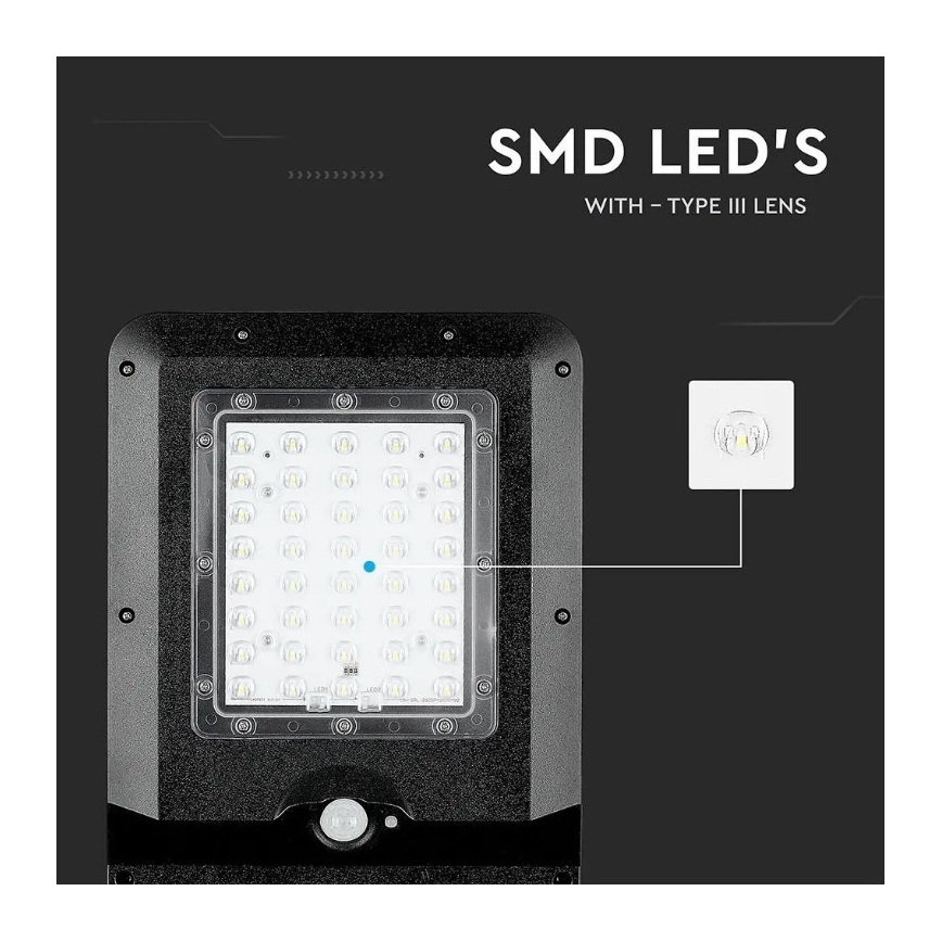 LED Solcellsgatulampa med sensor LED/15W/7,4V 4000K IP65 10800 mAh