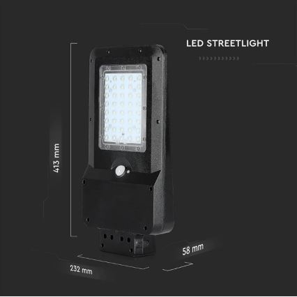 LED Solcellsgatulampa med sensor LED/15W/7,4V 4000K IP65 10800 mAh