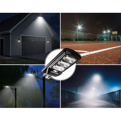 LED Dimbar gatubelysning med sensor LED/180W/6V 6500K IP65 svart + fjärrkontroll