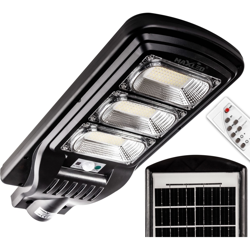 LED Dimbar gatubelysning med sensor LED/180W/6V 6500K IP65 svart + fjärrkontroll