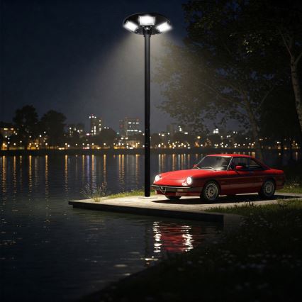 LED Dimbar gatubelysning med sensor LED/22W/6V 18000 mAh 6500K IP65 svart + fjärrkontroll