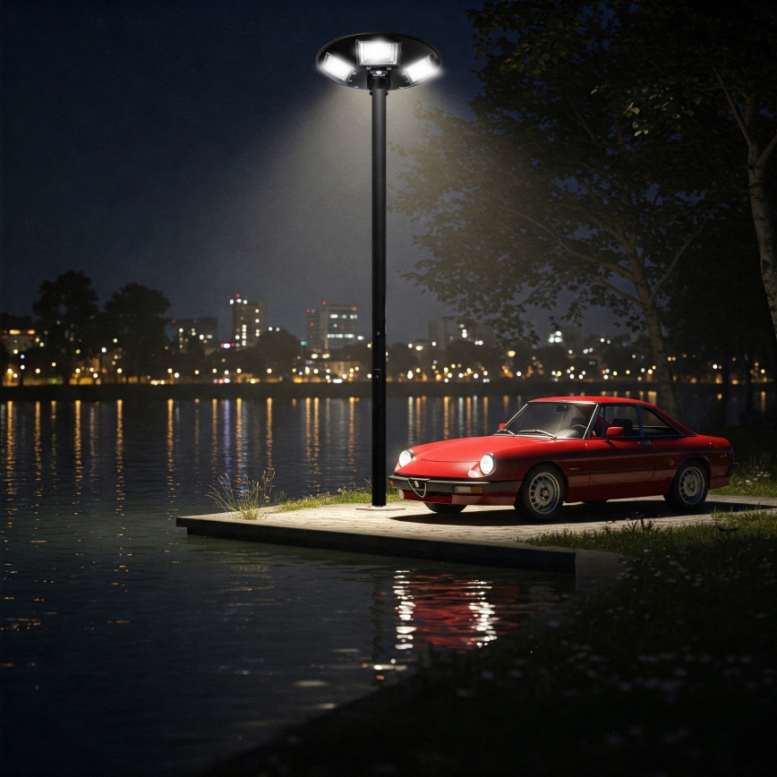LED Dimbar gatubelysning med sensor LED/22W/6V 18000 mAh 6500K IP65 svart + fjärrkontroll