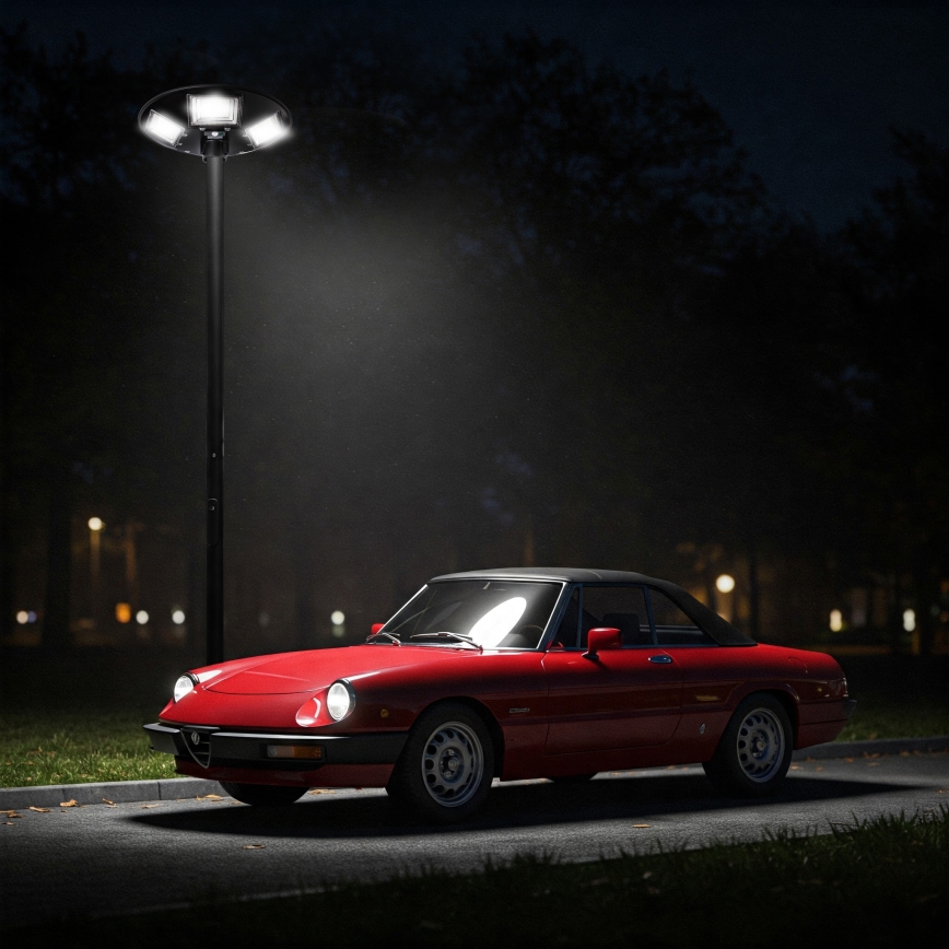 LED Dimbar gatubelysning med sensor LED/22W/6V 18000 mAh 6500K IP65 svart + fjärrkontroll