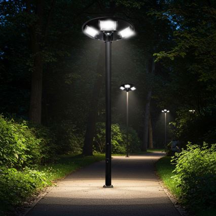 LED Dimbar gatubelysning med sensor LED/22W/6V 18000 mAh 6500K IP65 svart + fjärrkontroll