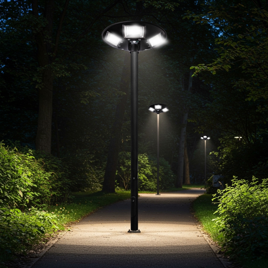LED Dimbar gatubelysning med sensor LED/22W/6V 18000 mAh 6500K IP65 svart + fjärrkontroll