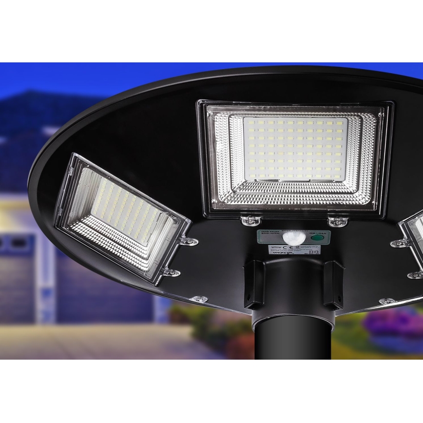 LED Dimbar gatubelysning med sensor LED/22W/6V 18000 mAh 6500K IP65 svart + fjärrkontroll