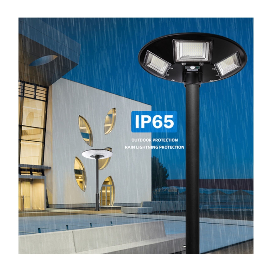 LED Dimbar gatubelysning med sensor LED/22W/6V 18000 mAh 6500K IP65 svart + fjärrkontroll