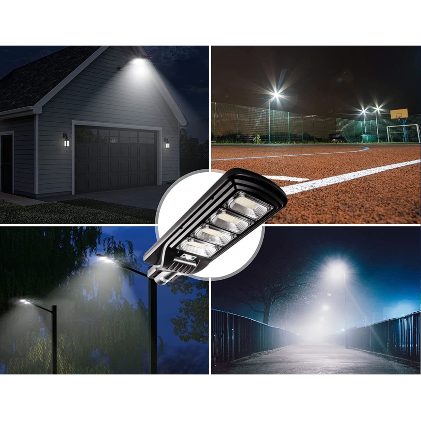 LED Dimbar gatubelysning med sensor LED/240W/6V 6500K IP65 svart + fjärrkontroll