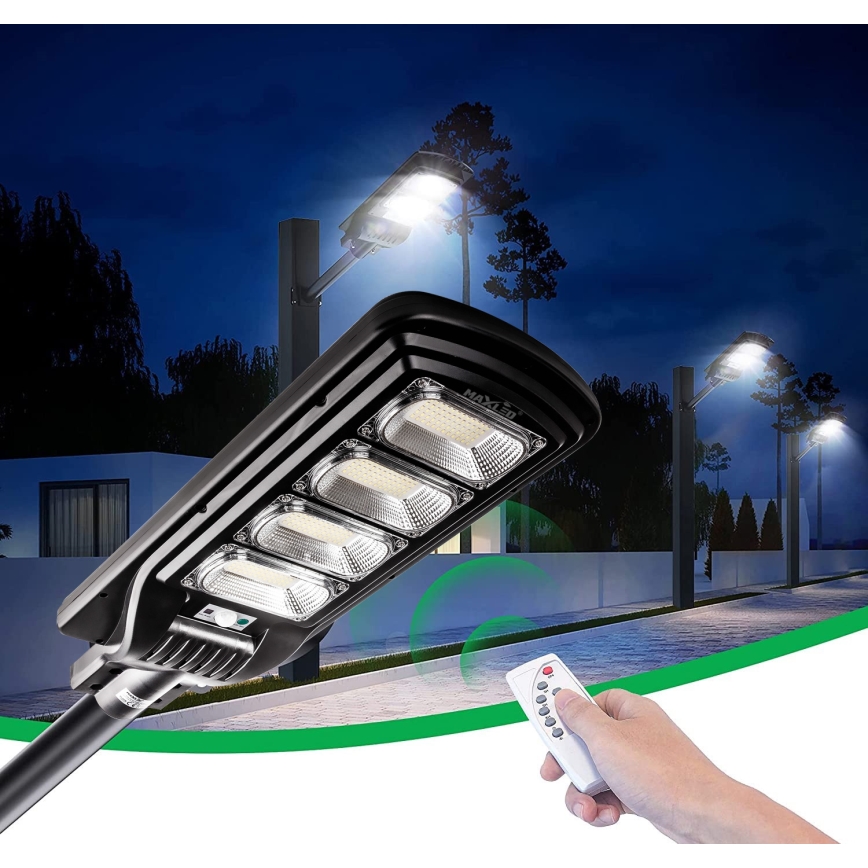 LED Dimbar gatubelysning med sensor LED/240W/6V 6500K IP65 svart + fjärrkontroll