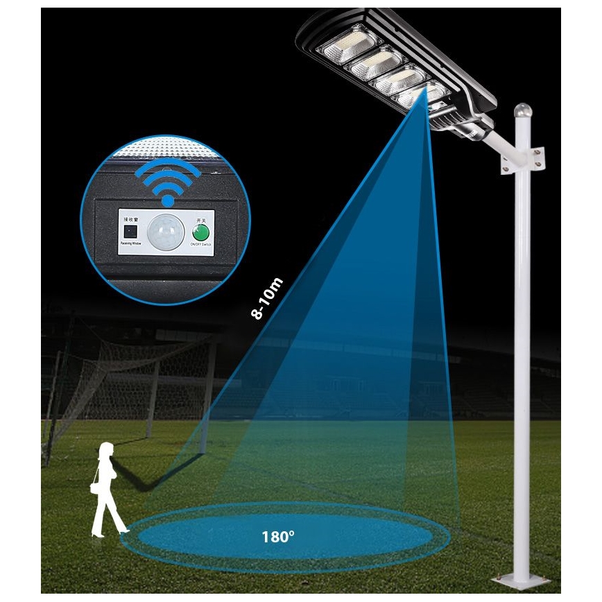 LED Dimbar gatubelysning med sensor LED/240W/6V 6500K IP65 svart + fjärrkontroll