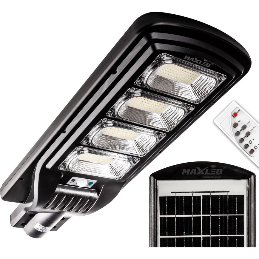 LED Dimbar gatubelysning med sensor LED/240W/6V 6500K IP65 svart + fjärrkontroll