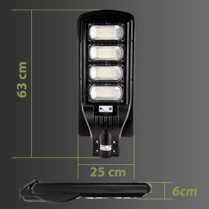 LED Dimbar gatubelysning med sensor LED/240W/6V 6500K IP65 svart + fjärrkontroll