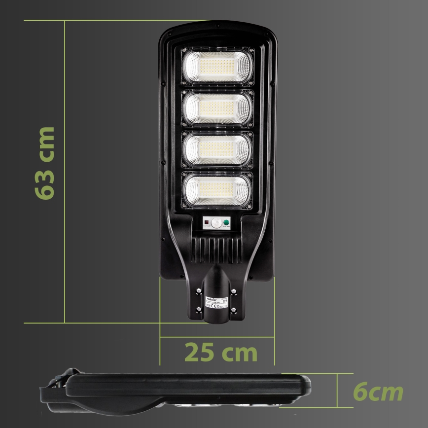 LED Dimbar gatubelysning med sensor LED/240W/6V 6500K IP65 svart + fjärrkontroll