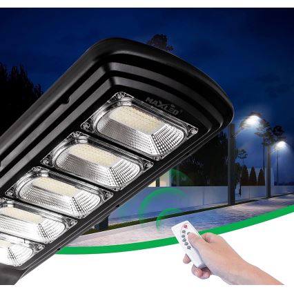 LED Dimbar gatubelysning med sensor LED/300W/6V 6500K IP65 svart + fjärrkontroll