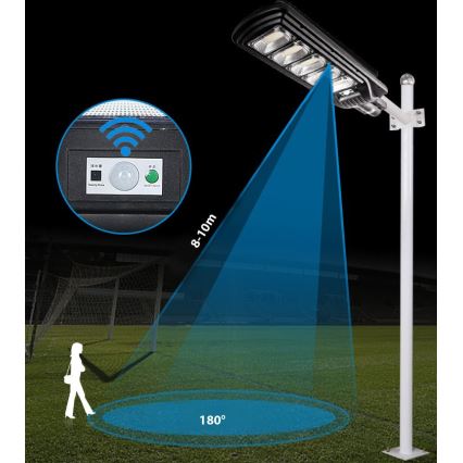 LED Dimbar gatubelysning med sensor LED/300W/6V 6500K IP65 svart + fjärrkontroll