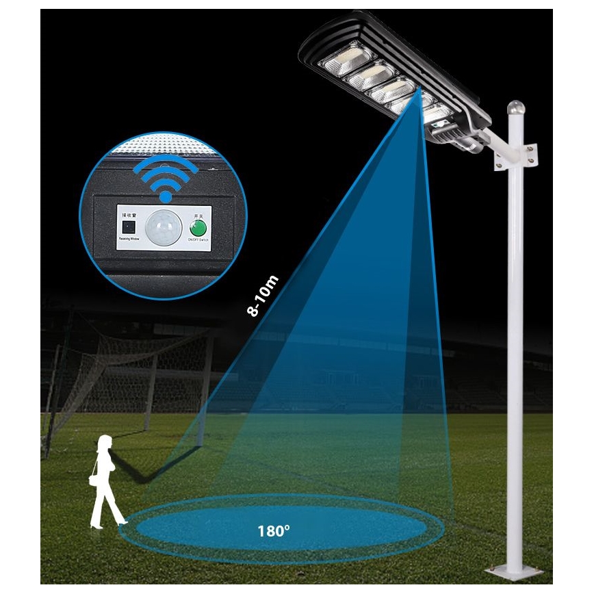 LED Dimbar gatubelysning med sensor LED/300W/6V 6500K IP65 svart + fjärrkontroll