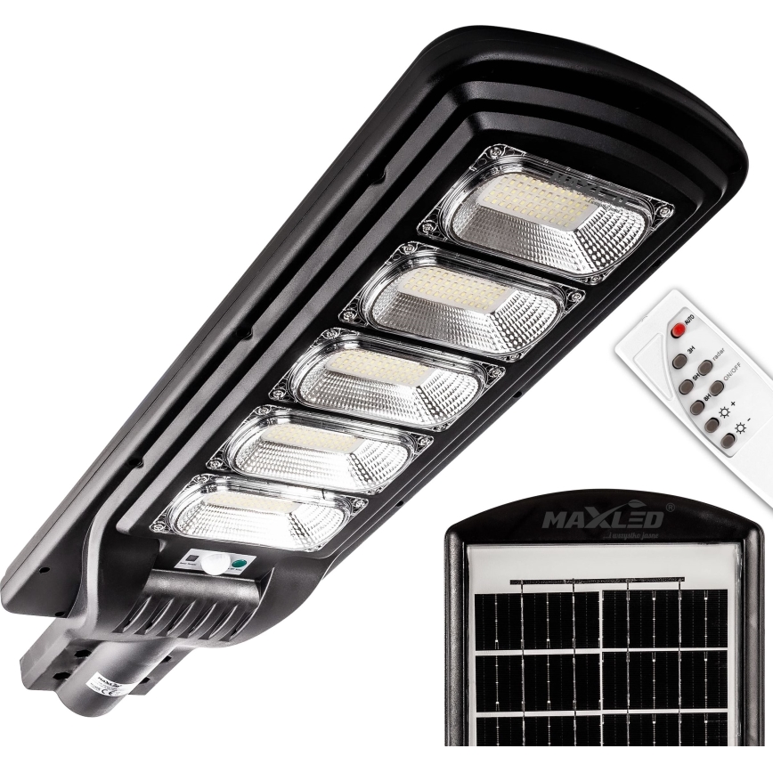 LED Dimbar gatubelysning med sensor LED/300W/6V 6500K IP65 svart + fjärrkontroll