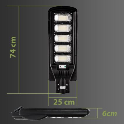 LED Dimbar gatubelysning med sensor LED/300W/6V 6500K IP65 svart + fjärrkontroll