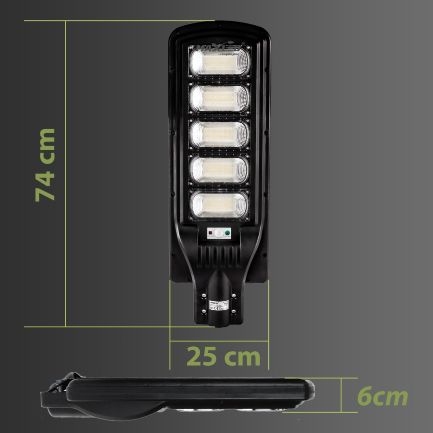 LED Dimbar gatubelysning med sensor LED/300W/6V 6500K IP65 svart + fjärrkontroll