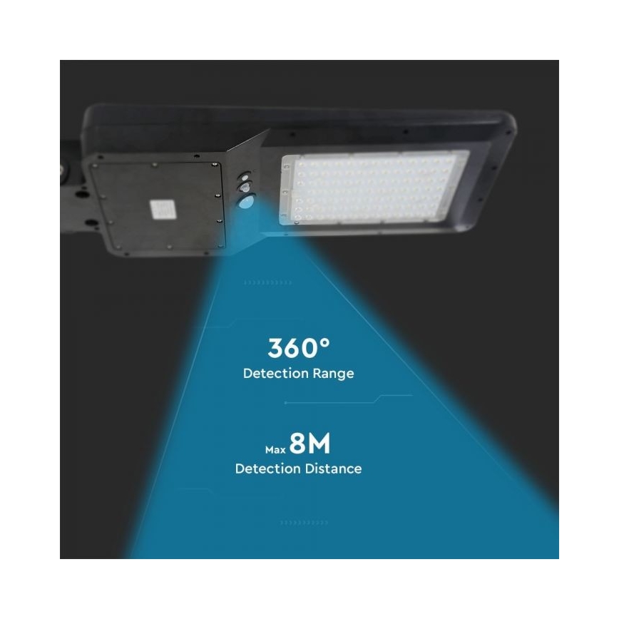 LED Solcellsgatulampa med sensor LED/40W/9,6V IP65 6000K 12000 mAh + fjärrkontroll