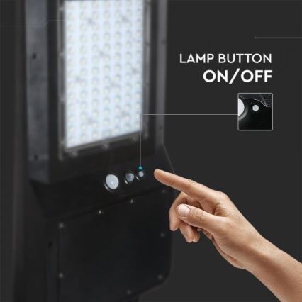 LED Solcellsgatulampa med sensor LED/40W/9,6V IP65 6000K 12000 mAh + fjärrkontroll